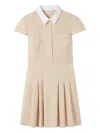 Claudie Pierlot Womens Light Beige Logo-embroidered Contrast-collar Pleated Woven Mini Dress In 中性色