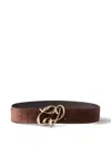 Claudie Pierlot Womens Chocolate Branded-buckle Wide Suede Belt In Brown