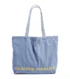 Claudie Pierlot Logo-print Oversized Recycled Cotton-blend Tote Bag In Blue