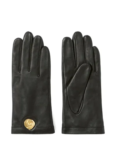 Claudie Pierlot Logo-plaque Leather Gloves In Black
