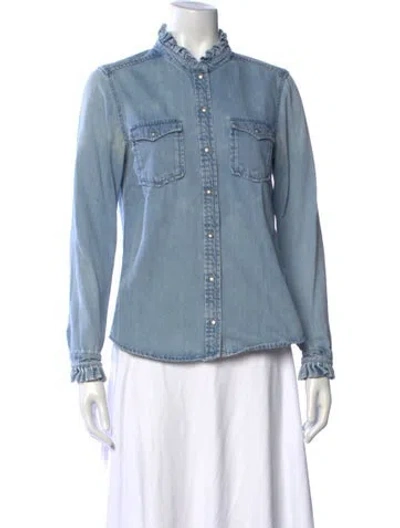 Pre-owned Claudie Pierlot Long Sleeve Blouse In Blue