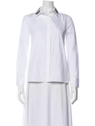 Pre-owned Claudie Pierlot Long Sleeve Button-up Top In White