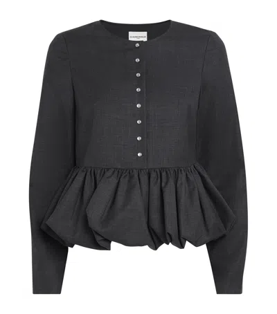 Claudie Pierlot Long-sleeve Peplum Shirt In Gray