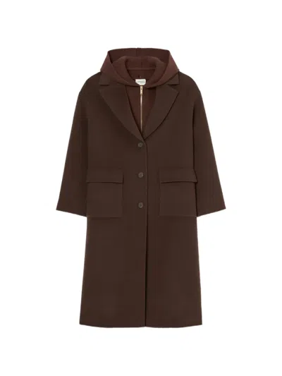 Claudie Pierlot Long Tailored Collar Wool Coat In Brown