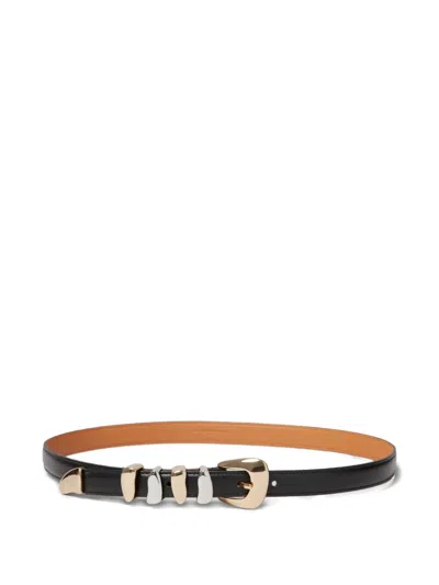 Claudie Pierlot Metallic-buckle Calfskin Leather Belt In Black