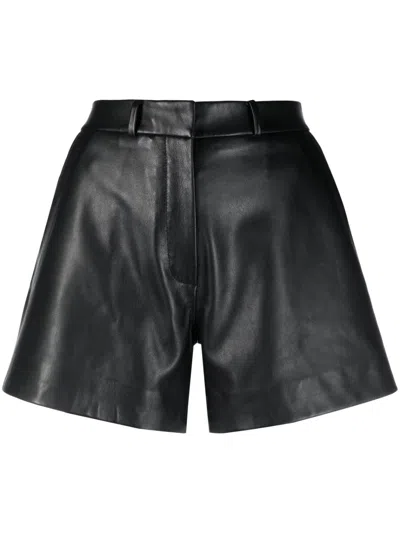 Claudie Pierlot Mid-rise Leather Shorts In Black