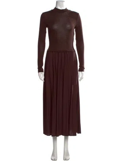 Pre-owned Claudie Pierlot Mock Neck Long Dress In Brown