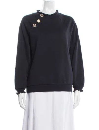 Pre-owned Claudie Pierlot Mock Neck Long Sleeve Sweatshirt In Blue