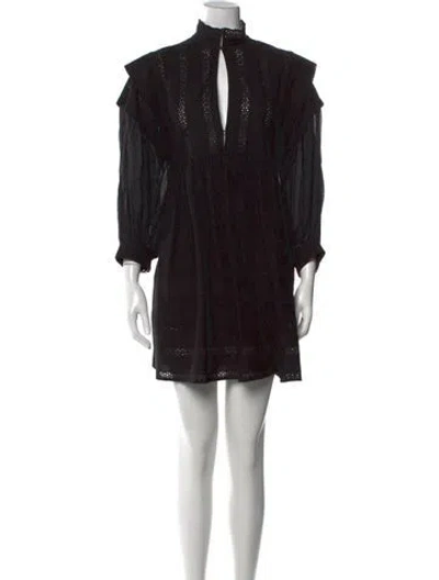 Pre-owned Claudie Pierlot Mock Neck Mini Dress In Black