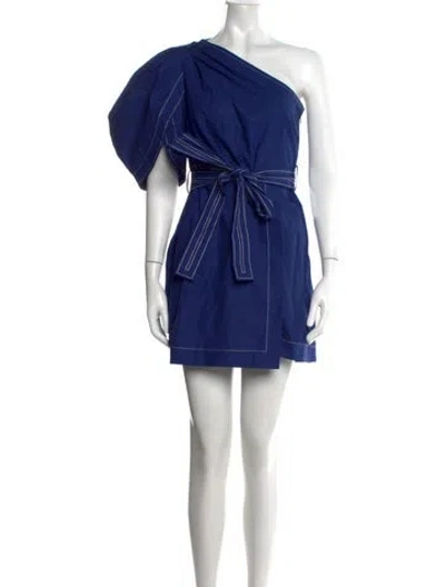 Pre-owned Claudie Pierlot One-shoulder Mini Dress In Blue