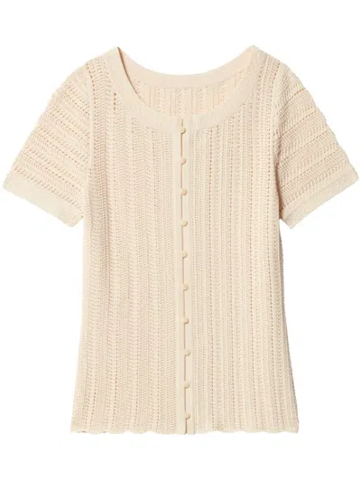 Claudie Pierlot Open-knit Blouse In Neutral