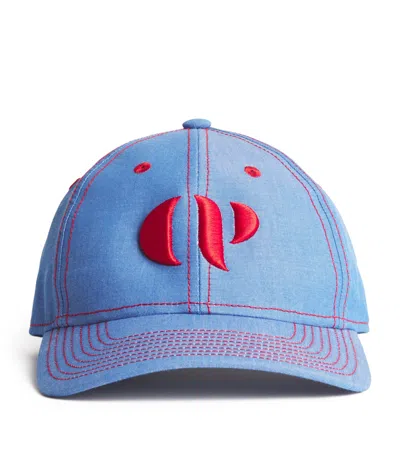 Claudie Pierlot Organic Cotton Embroidered Baseball Cap In Blue