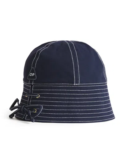 Claudie Pierlot Organic Cotton Embroidered Bucket Hat In Blue