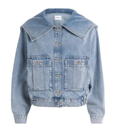 Claudie Pierlot Oversized Collar Denim Jacket In Blue