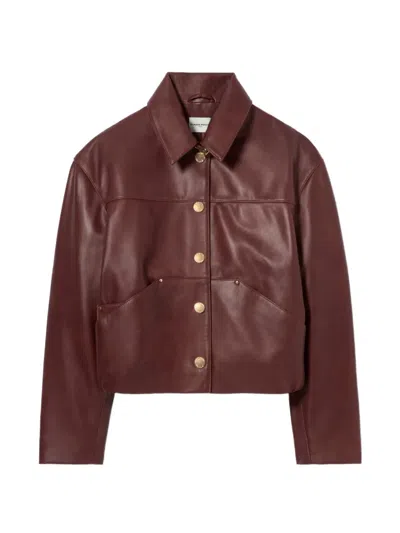 Claudie Pierlot Oversized Leather Jacket In Brown