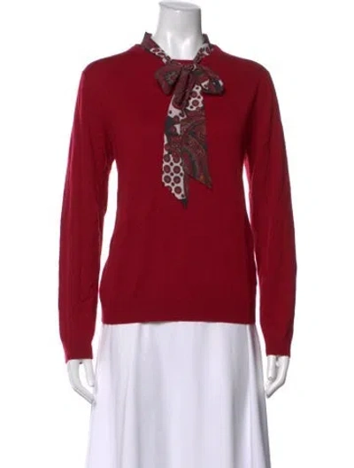 Pre-owned Claudie Pierlot Paisley Print Tie Neck Sweater In Red
