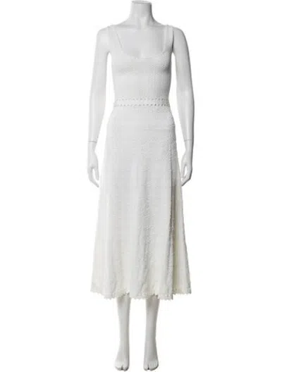 Pre-owned Claudie Pierlot Patterned Midi Length Dress W/ Tags In White