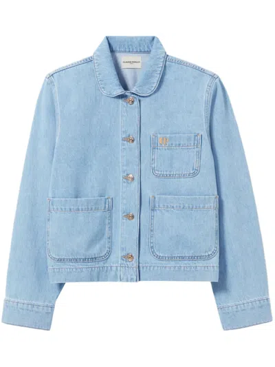 Claudie Pierlot Peter Pan-collar Denim Jacket In Bleus