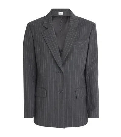 Claudie Pierlot Pinstripe Blazer In Gray