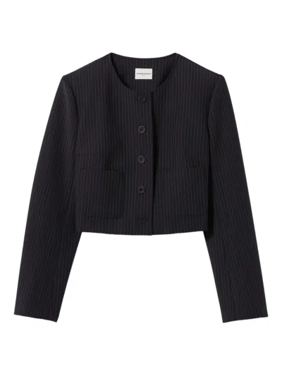 Claudie Pierlot Pinstripe Button-fastening Jacket In Black