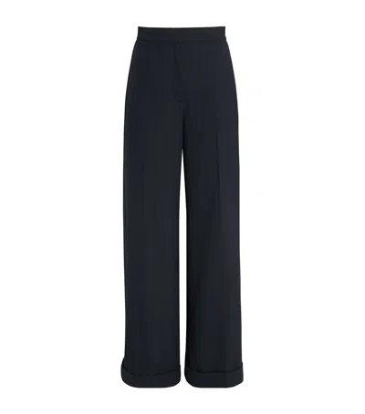 Claudie Pierlot Pinstripe Wide-leg Tailored Trousers In Blue