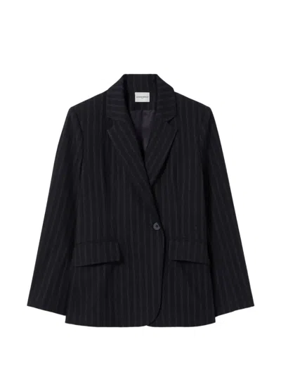 Claudie Pierlot Pinstripe-pattern Blazer In Black
