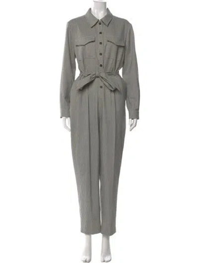 Pre-owned Claudie Pierlot Plaid Print Jumpsuit W/ Tags In Gray