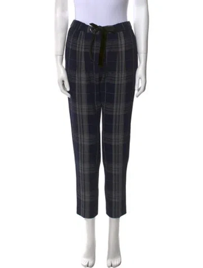 Pre-owned Claudie Pierlot Plaid Print Skinny Leg Pants In Blue