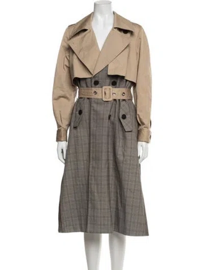 Pre-owned Claudie Pierlot Plaid Print Trench Coat In Neutrals