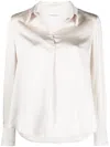 Claudie Pierlot Spread-collar Satin Blouse In Neutrals