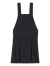 Claudie Pierlot Womens Navy Pinafore Pleated Wool-blend Mini Dress In Black