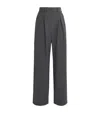 Claudie Pierlot Pleated Pinstripe Wide-leg Trousers In Gray