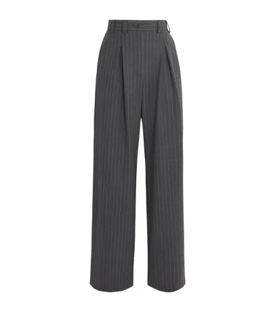 Claudie Pierlot Pleated Pinstripe Wide-leg Trousers In Gray