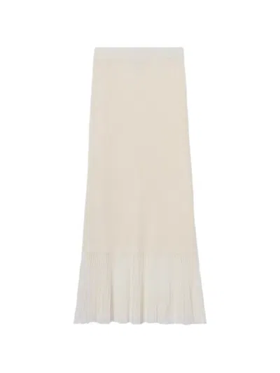 Claudie Pierlot Pleated Ribbed-knit Maxi Skirt In Neutral