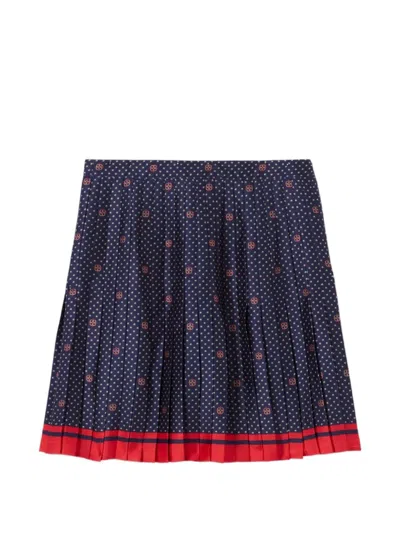 Claudie Pierlot Pleated Scarf-pattern Mini Skirt In Blue