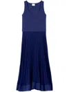 Claudie Pierlot Pleated-skirt Maxi Dress In Blue