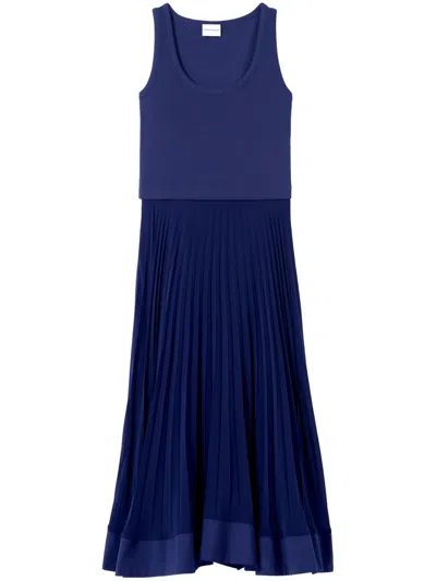Claudie Pierlot Pleated-skirt Maxi Dress In Blue