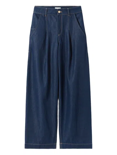 Claudie Pierlot Pleated Wide-leg Jeans In Blue
