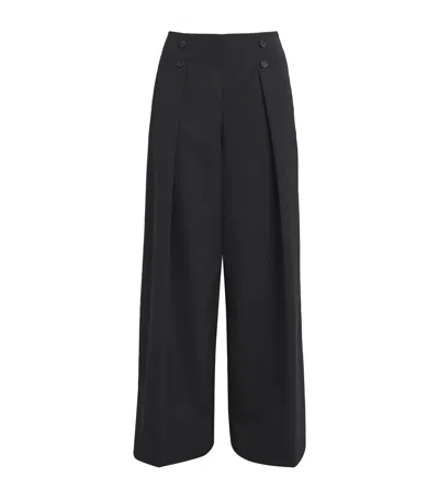 Claudie Pierlot Pleated Wide-leg Trousers In Black