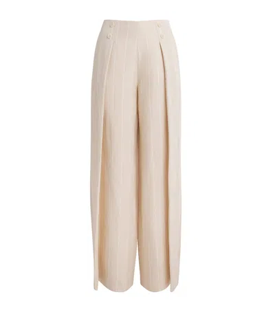 Claudie Pierlot Pleated Wide-leg Trousers In Neutral