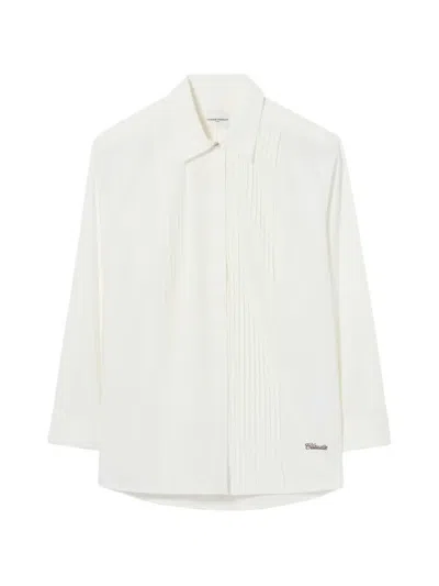 Claudie Pierlot Pleated-bib Long-sleeve Shirt In White