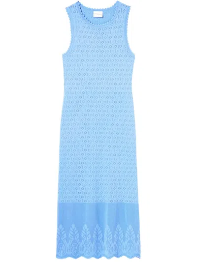 Claudie Pierlot Pointelle-knit Midi Dress In Blue
