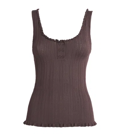 Claudie Pierlot Pointelle Knit Tank Top In Brown
