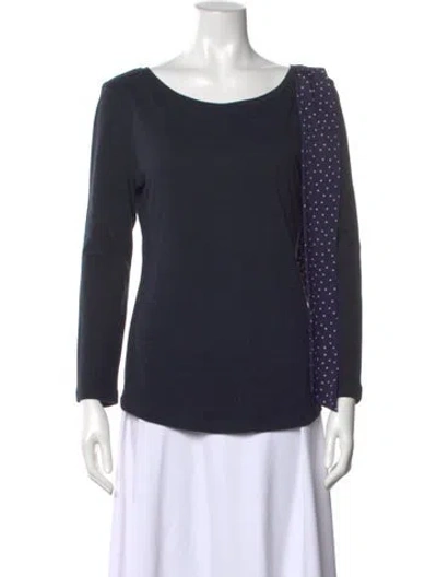 Pre-owned Claudie Pierlot Polka Dot Print Crew Neck Top In Blue