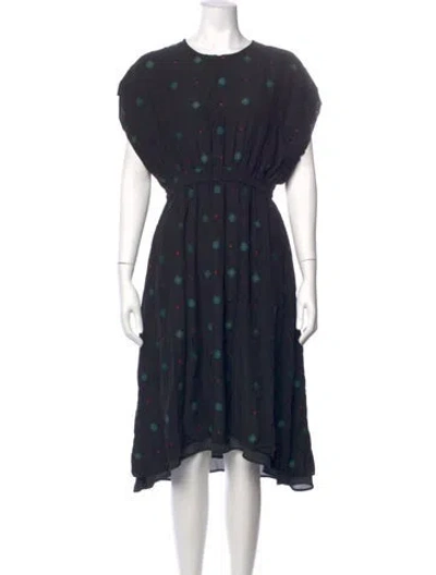 Pre-owned Claudie Pierlot Polka Dot Print Midi Length Dress In Blue