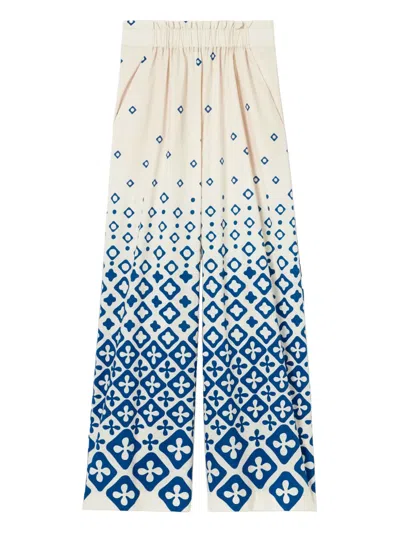 Claudie Pierlot Printed Cotton Pants In Blue