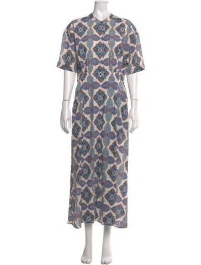 Pre-owned Claudie Pierlot Printed Long Dress In Blue