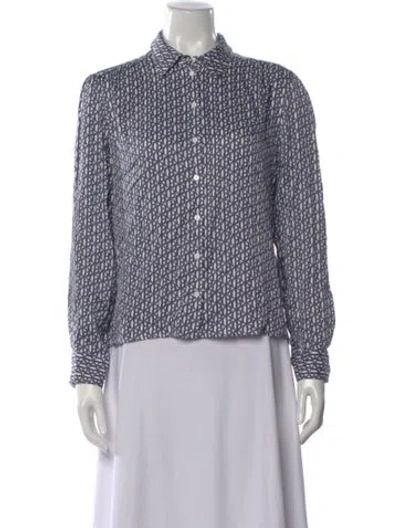 Pre-owned Claudie Pierlot Printed Long Sleeve Blouse In White
