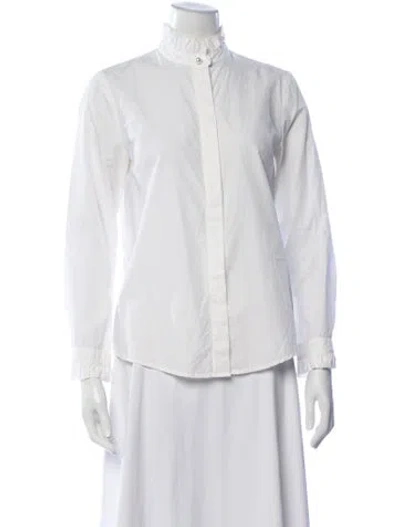 Pre-owned Claudie Pierlot Printed Long Sleeve Blouse In White
