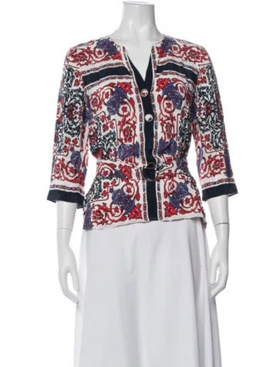 Pre-owned Claudie Pierlot Printed V-neck Blouse In Red